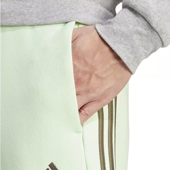 Adidas Men's 3-Stripes 10" Fleece Short Blue Drawstring Elastic Waist shorts - Picture 16 of 16